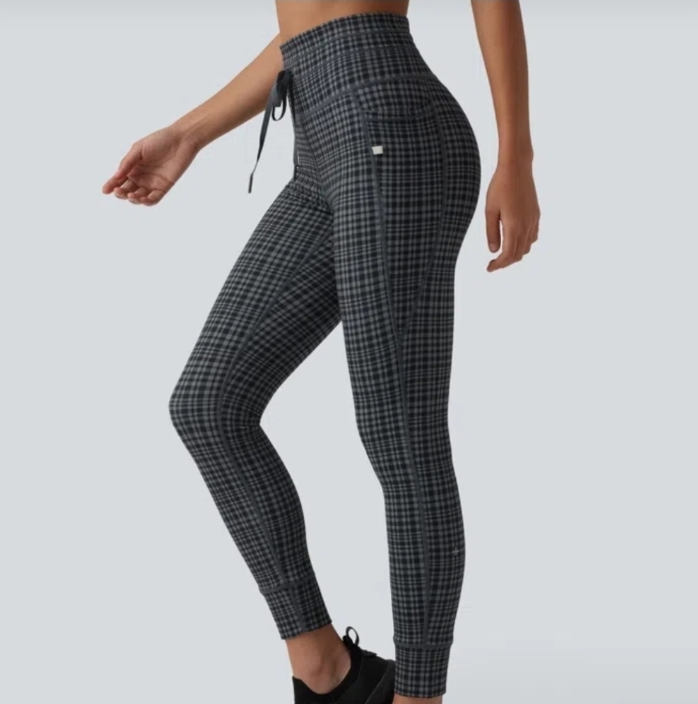 HALARA Black and Gray Check Plaid Leggings Sz.Small - Picture 5 of 9
